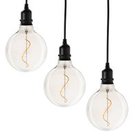 3er Set Glaskugel Glow klar Batteriebetrieben