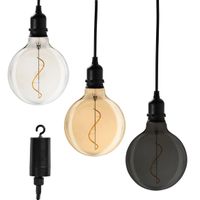 3er Set Glaskugel Glow klar, gold & smokey Batteriebetrieben