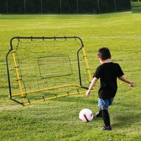 Kickback Fußball Rebounder Tor Rückprallwand Netz für Fußball Gelb+Schwarz 184 x 63 x 123 cm
