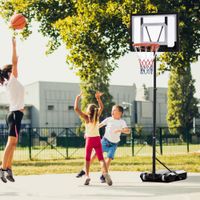Basketballständer höhenverstellbar Basketballanlage mit Räder draußen Stahl PVC HDPE Schwarz 83 x 75 x 206-260 cm