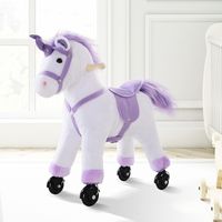 Reitpferd auf Rollen Spielpferd Reittier Fortbewegung Wiehern Plüsch Lila 55 x 23 x 60 cm