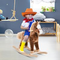 Schaukelpferd Baby Schaukeltier Plüsch Spielzeug Kinder Plüsch-Schaukeltier Braun L74 x B33 x H62 cm