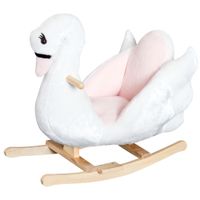 Kinder Schaukelpferd Baby Schaukeltier Schwan mit Musik Spielzeug Haltegriffe ab 18 Monate Plüsch Rosa+Weiß 60 x 32 x 55 cm