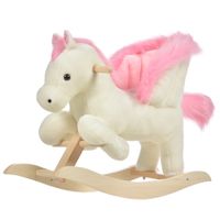 Kinder Schaukelpferd Baby Schaukeltier Pferd mit Tiergeräusche Spielzeug Haltegriffe für 18-36 Monate Plüsch Weiß+Rosa 70 x 28 x 57 cm