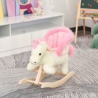 Kinder Schaukelpferd Baby Schaukeltier Pferd mit Tiergeräusche Spielzeug Haltegriffe für 18-36 Monate Plüsch Weiß+Rosa 70 x 28 x 57 cm