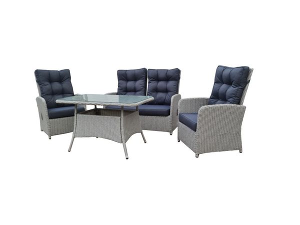 Dining Set 11 tlg. Lounge inkl. Sicherheitsglasplatte – Grau-Meliert