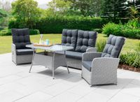 Dining Set 11 tlg. Lounge inkl. Sicherheitsglasplatte – Grau-Meliert