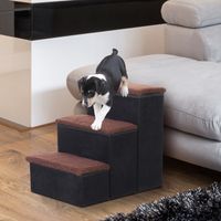 Haustiertreppe Katzentreppe Hundetreppe Faltbar Tiertreppe mit Stauraum MDF Schwarz 40 x 54 x 48 cm