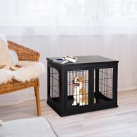 Hundehütte Hundehaus Transportbox für Innen Hundebox Tierkäfig Schwarz