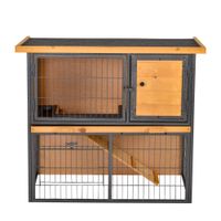 Zwergkaninchenstall erhöhtes Haustier Haus Zwergkaninchenkäfig mit verschließbare Tür Holz-Metall Hellgelb 89,5 x 45 x 81 cm