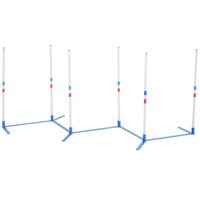 Hunde Slalomstangen Agility Training für Haustiere Hundetrainigsset Inklusive 600D Tasche Leicht zu tragen Polyester Kunststoff Weiß+Blau 305 x 60 x 94 cm