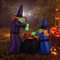 Halloween Deko Aufblasbare Hexen Hexenkessel Figur Luftfigur mit LED 1,8m