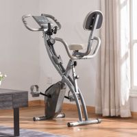 Heimtrainer 2-in-1 Fahrradtrainer LCD-Display klappbarer Hometrainer Grau 97x51x115 cm