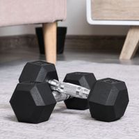 2er-Set Gummi-Hantel 4 KG Fitness Hantel Kurzhantel für Trainingsraum Büro sechseckige Form Metall Gummi Schwarz