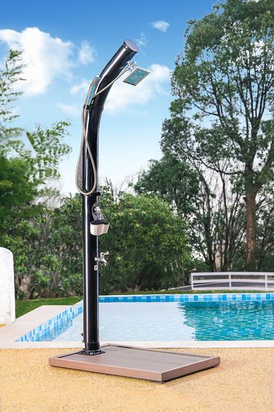 Solardusche Premium mit Hand-/Fußdusche & Ablagekorb gebogen, ca. 20 Liter