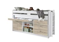 Hochbett Ponny LF 90x200 cm, mit Regal, Schubladenelement und Schreibtisch