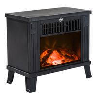 Elektrokamin Elektrischer Kamin Kaminofen Standkamin mit Flammeneffekt 600/1200W, Metall, Schwarz, 38,5x22x30,5 cm