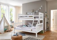 Etagenbett 90/140 x 200 cm Liegefläche Kick Buche massiv weiß lackiert