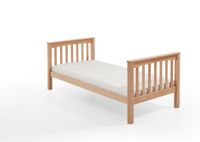 Einzelbett Kick 90 x 200 cm Liegefläche mit Lattenrost, Buche massiv natur lackiert
