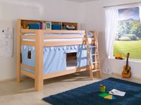 Etagenbett Jan mit Bücherregal und Vorhang blau/boy