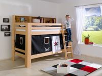 Etagenbett Jan mit Bücherregal und Vorhang Pirat