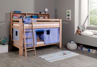 Etagenbett Jan mit Bücherregal und Vorhang blau/delfin
