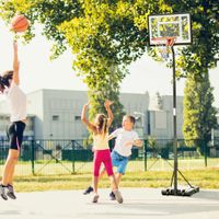 Mobiler Basketballständer Basketballkorb höhenverstellbar 302-352 cm