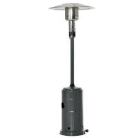 Heizstrahler Terrassenheizer mit Drehknopf Rädern Terrassenstrahler mit automatischer Sicherheitsabschaltung rollbar Gas 12,5KW schirmförmig Metall rostfreier Kohlegrau Ø81,5 x 225 cm
