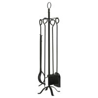 5-teiliges Kamingarnitur Kamin Garnitur Set Kaminbesteck Metall Schwarz 20 x 20 x 82,5 cm