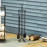 5-teiliges Kamingarnitur Kamin Garnitur Set Kaminbesteck Metall Schwarz 20 x 20 x 82,5 cm