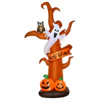 Aufblasbarer Halloween Baum Kürbis Deko Figur Luftfigur mit LED Beleuchtung Polyester Braun 156 x 107 x 274 cm