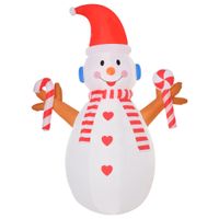 2,4 m aufblasbarer Schneemann mit rotierender Beleuchtung Weihnachtsdeko für den Innen- und Außenbereich Garten Rasendekoration Party Weiß+Rot 180 x 100 x 240 cm