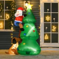 Aufblasbarer Weihnachtsbaum mit Weihnachtsmann und dem Hund 180 cm Weihnachtsdeko Weihnachtsbeleuchtung LED Selbstaufblasend Polyester Grün 123 x 85 x 180 cm