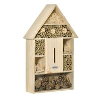 Insektenhotel Insektenhaus mit 5 Etagen Metallgitter Kiefernholz Bambus Metall Naturholz 32 x 12,5 x 57 cm