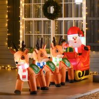 Aufblasbarer Weihnachtsmann auf Schlitten mit 3 Hirschen 1,3 m Weihnachtsdekoration mit Lichtern Weihnachten Gärten Dekoration automatisches Aufblasen wetterfest Polyester 319 x 59 x 132 cm