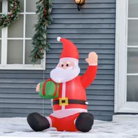 Selbstaufblasbarer Weihnachtsmann Weihnachtsdekoration LED mit Geschenk Gebläse Rot L70 x B50 x H120 cm