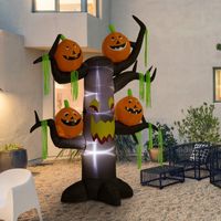 Aufblasbarer Spukbaum Kürbis Halloween Deko Figur Luftfigur mit LED Beleuchtung, Polyester, 180x80x240cm
