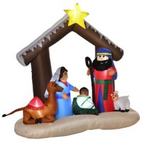 Aufblasbarer Weihnachtsbogen Bibel-Bogen von Jesus' Geburt Weihnachtsdekoration 1,8 m Bogen mit LED-Lichter wasserdicht automatisches Aufblasen Polyester mehrfarbig 201 x 100 x 183 cm