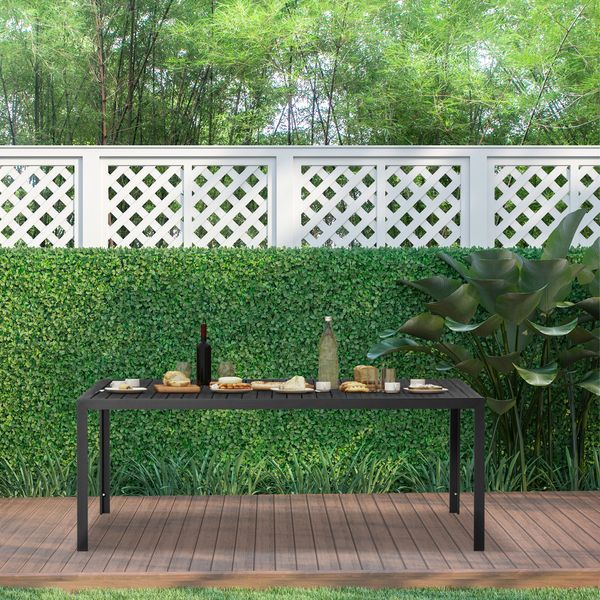 Gartentisch Aluminium Tisch Garten Terrasse Holz-Kunststoff WPC Non-Wood schwarz