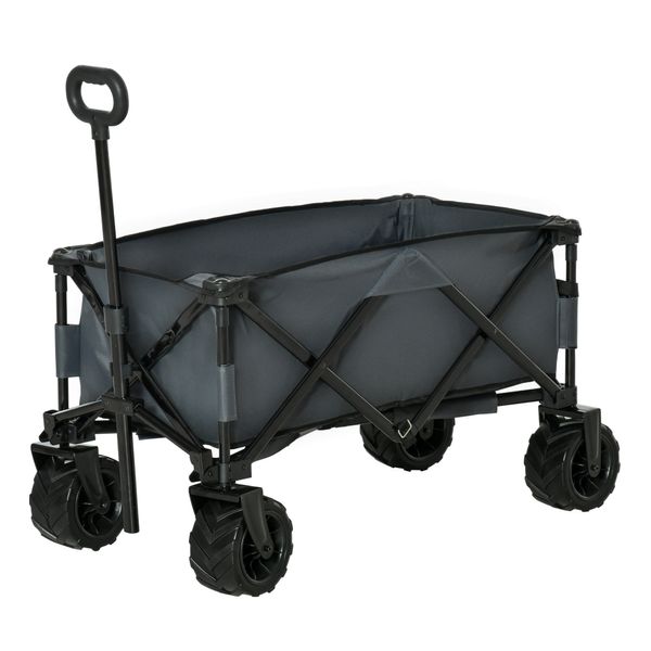 Bollerwagen Faltbarer Handwagen 360° Gartenwagen bis 20 kg Tragkraft Metall Oxford Dunkelgrau 108 x 53 x 59-89 cm