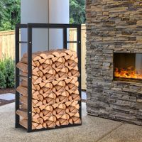 HOMCOM Kaminholzständer Kaminholzablage Feuerholzregal 100kg Stahl Schwarz L60 x B25 x H100 cm