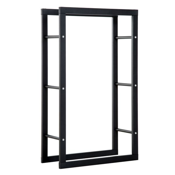 HOMCOM Kaminholzständer Kaminholzablage Feuerholzregal 100kg Stahl Schwarz L60 x B25 x H100 cm