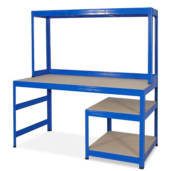 Werkbankregal mit Regalaufsatz und Unterbau BxTxH 1500x600/300x1500 mm