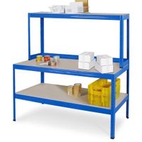 Werkbankregal mit Regalaufsatz und Regalboden Gesamtmaße BxTxH 1500 x 600/300 x 1500 mm