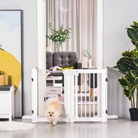 Absperrgitter Hunde 75 cm Schutzgitter aus Holz Hundegitter Freistehend