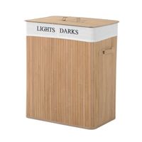 Wäschekorb Wäschebox Wäschesammler mit Deckel Segeltuchsack Segeltuch + Bambus Natur 100L 52 x 32 x 63 cm