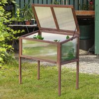 Hochbeet aus Holz Frühbeet Gewächstisch Braun Tannenholz PC-Platte 90 x 50 x 93 cm