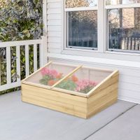 Gewächshaus Holz Frühbeet Frühbeetkasten Natur Tanne PC-Platte 100 x 50 x 35 cm