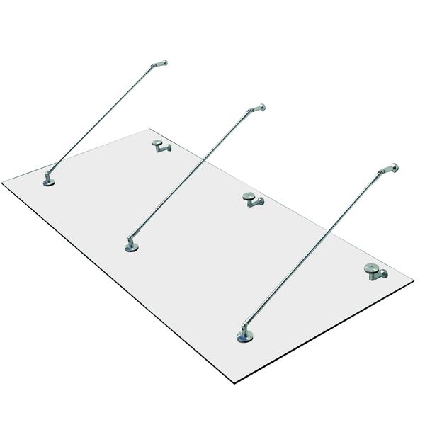 Glasvordach mit gehärtetem Glas und Edelstahl - ca. 200 x 90 cm