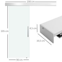 Glasschiebetür Schiebetür Tür Zimmertür mit Griffstange 90 x 205 cm